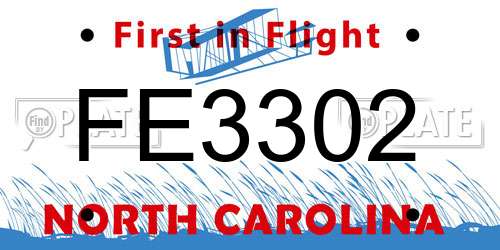 FE3302 North Carolina License Plate