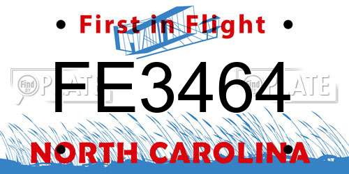 FE3464 North Carolina License Plate