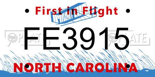 FE3915 North Carolina License Plate
