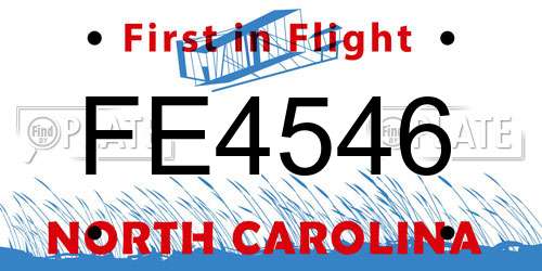 FE4546 North Carolina License Plate