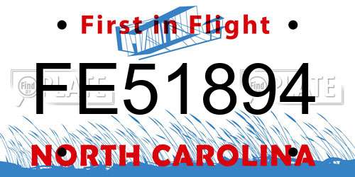 FE51894 North Carolina License Plate