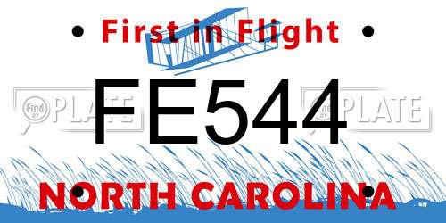 FE544 North Carolina License Plate