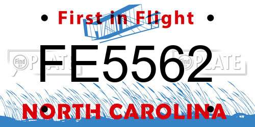 FE5562 North Carolina License Plate