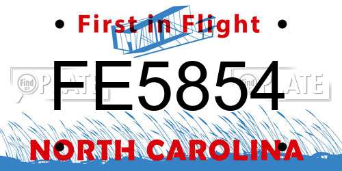 FE5854 North Carolina License Plate