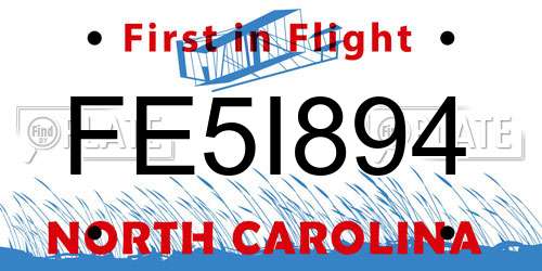 FE5I894 North Carolina License Plate