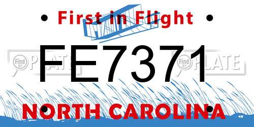 FE7371 North Carolina License Plate