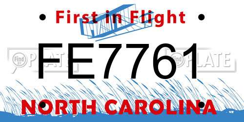 FE7761 North Carolina License Plate