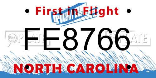FE8766 North Carolina License Plate