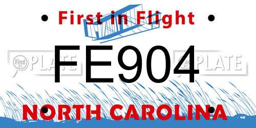 FE904 North Carolina License Plate