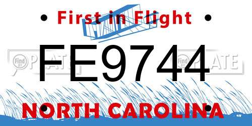 FE9744 North Carolina License Plate