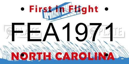 FEA1971 North Carolina License Plate