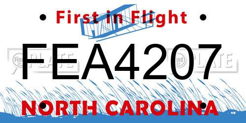 FEA4207 North Carolina License Plate