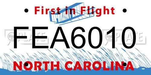 FEA6010 North Carolina License Plate