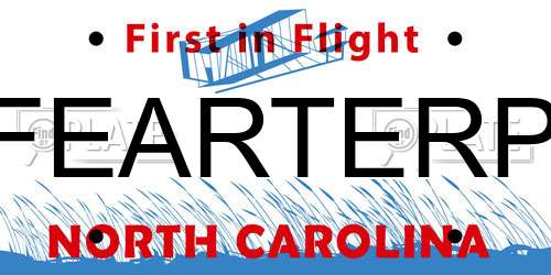 FEARTERP North Carolina License Plate