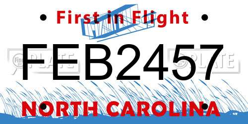 FEB2457 North Carolina License Plate