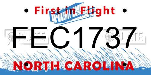 FEC1737 North Carolina License Plate