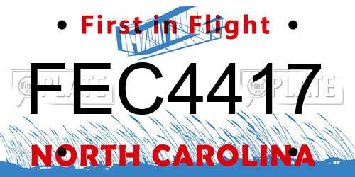 FEC4417 North Carolina License Plate