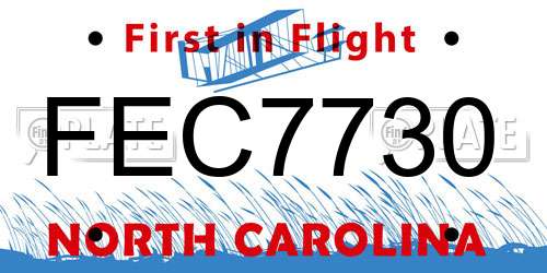 FEC7730 North Carolina License Plate