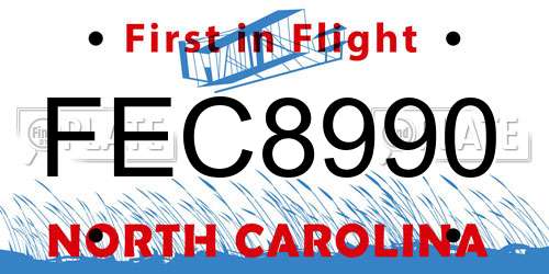 FEC8990 North Carolina License Plate