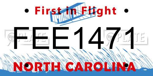 FEE1471 North Carolina License Plate