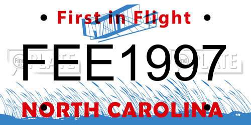 FEE1997 North Carolina License Plate