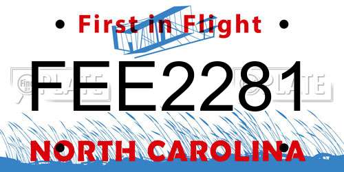 FEE2281 North Carolina License Plate