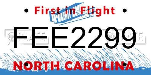 FEE2299 North Carolina License Plate