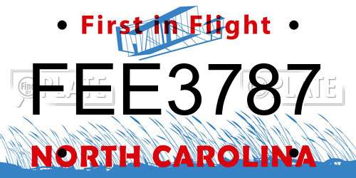 FEE3787 North Carolina License Plate