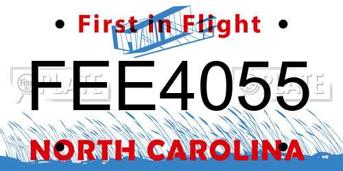 FEE4055 North Carolina License Plate