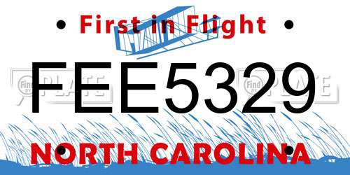 FEE5329 North Carolina License Plate