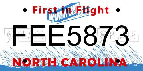 FEE5873 North Carolina License Plate