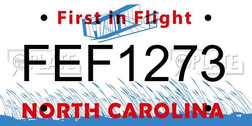 FEF1273 North Carolina License Plate