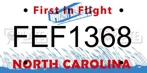 FEF1368 North Carolina License Plate