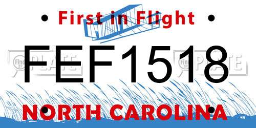 FEF1518 North Carolina License Plate