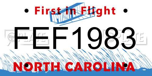 FEF1983 North Carolina License Plate