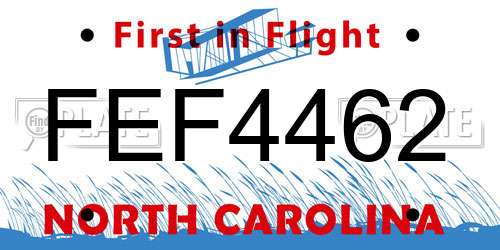 FEF4462 North Carolina License Plate