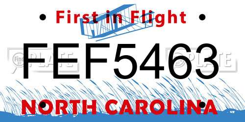 FEF5463 North Carolina License Plate