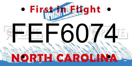 FEF6074 North Carolina License Plate