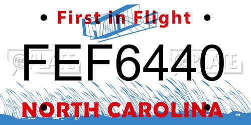 FEF6440 North Carolina License Plate