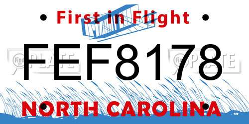 FEF8178 North Carolina License Plate