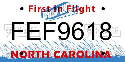 FEF9618 North Carolina License Plate