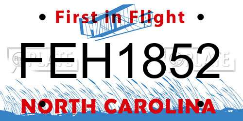 FEH1852 North Carolina License Plate