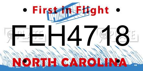 FEH4718 North Carolina License Plate