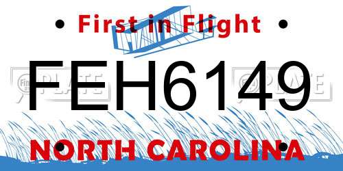 FEH6149 North Carolina License Plate