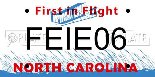 FEIE06 North Carolina License Plate