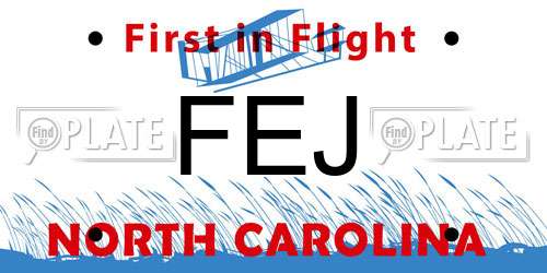 FEJ North Carolina License Plate