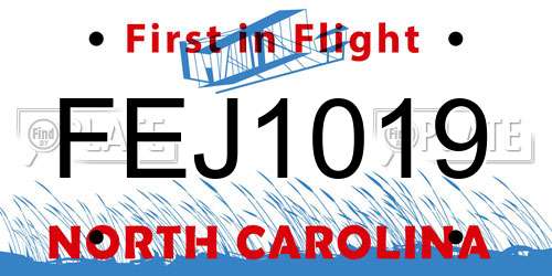 FEJ1019 North Carolina License Plate