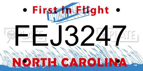 FEJ3247 North Carolina License Plate