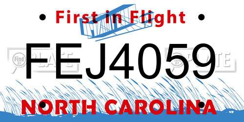 FEJ4059 North Carolina License Plate