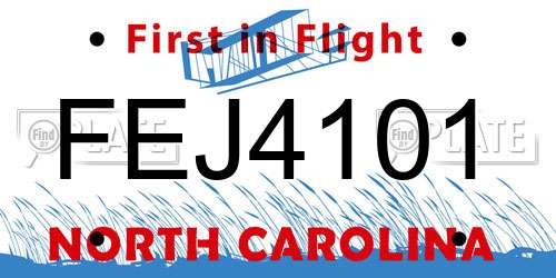FEJ4101 North Carolina License Plate